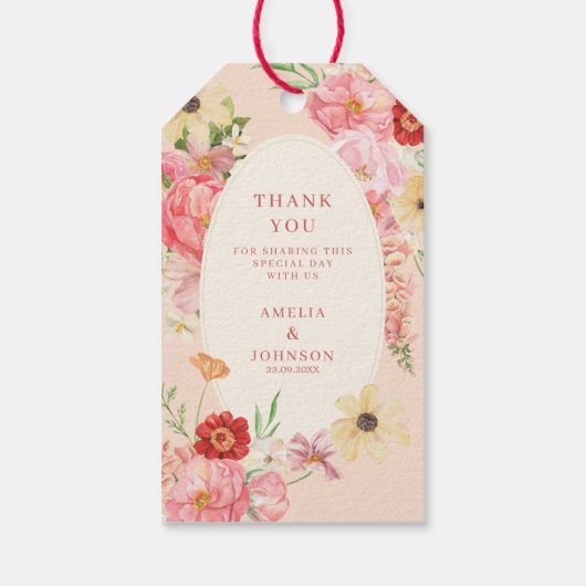 パステルフローラガーデン春の結婚式 サンキュー ギフトタグ (裏面)