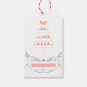 パステルフローラクリスマスツリーグリーッモダンティング ギフトタグ (正面)