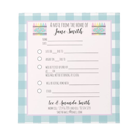 パステルフローラクレヨンスクールノート弁解1子 ノートパッド (正面)