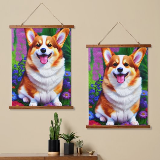 パステルフローラコルギシェルパ 吊り下げ型タペストリー (非対称)