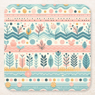 パステルフローラコースター スクエアペーパーコースター