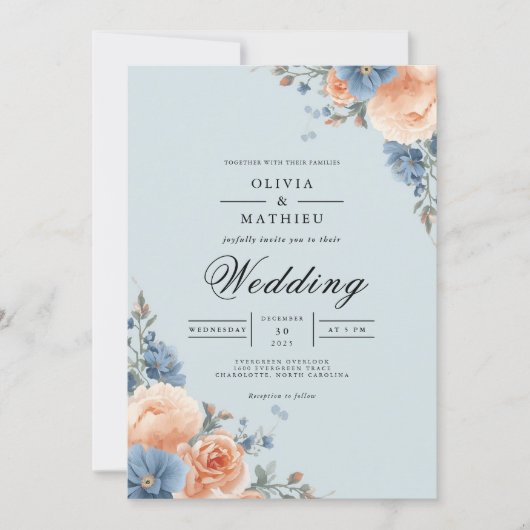 パステルフローラコー結婚ナー 招待状 (正面)