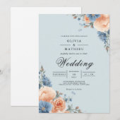 パステルフローラコー結婚ナー 招待状 (正面/裏面)