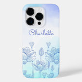 パステルフローラシルエットオーバーレイパーソナライズされた名 Case-Mate iPhoneケース (裏面)