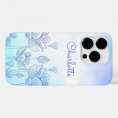 パステルフローラシルエットオーバーレイパーソナライズされた名 Case-Mate iPhoneケース (裏面 (横))