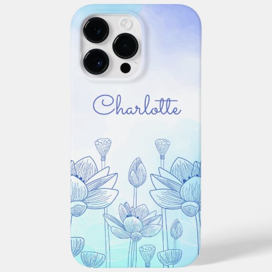 パステルフローラシルエットオーバーレイパーソナライズされた名 Case-Mate iPhoneケース (裏面)