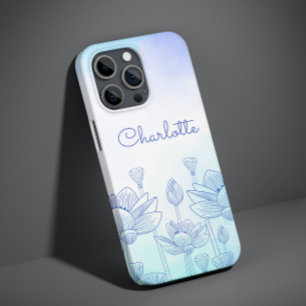 パステルフローラシルエットオーバーレイパーソナライズされた名 Case-Mate iPhone 14ケース