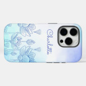 パステルフローラシルエットオーバーレイパーソナライズされた名 Case-Mate iPhoneケース (裏面 (横))