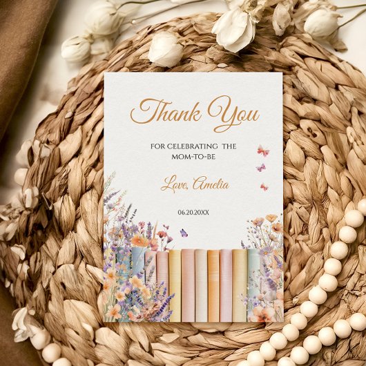 パステルフローラストーリーブックベビーシャワー サンキューカード