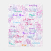 パステルフローラスペシャルシスター思慮深いハートフェルト フリースブランケット (正面)