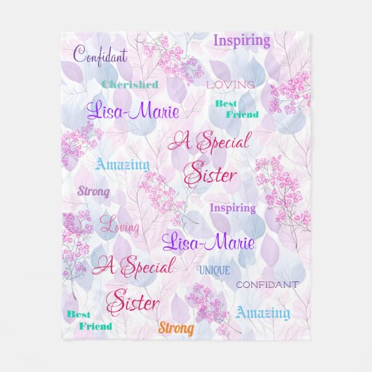 パステルフローラスペシャルシスター思慮深いハートフェルト フリースブランケット (正面)