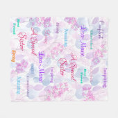 パステルフローラスペシャルシスター思慮深いハートフェルト フリースブランケット (正面(横))