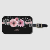 パステルフローラデザインパーソナライズ荷物タグ ラゲッジタグ (正面横)