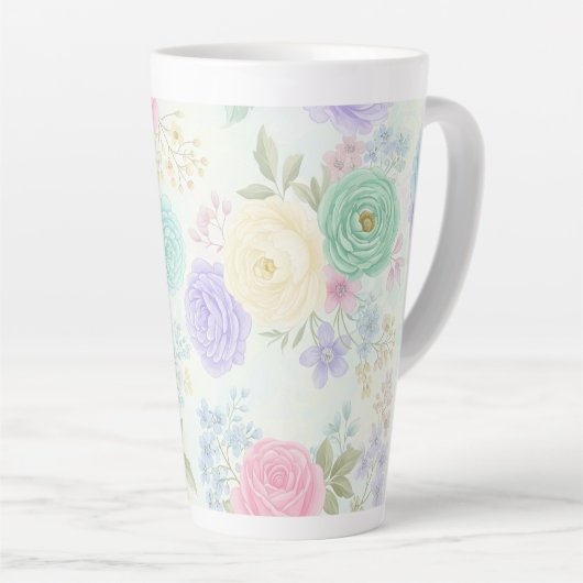 パステルフローラデザインラテマグ カフェラテマグ (右アングル)