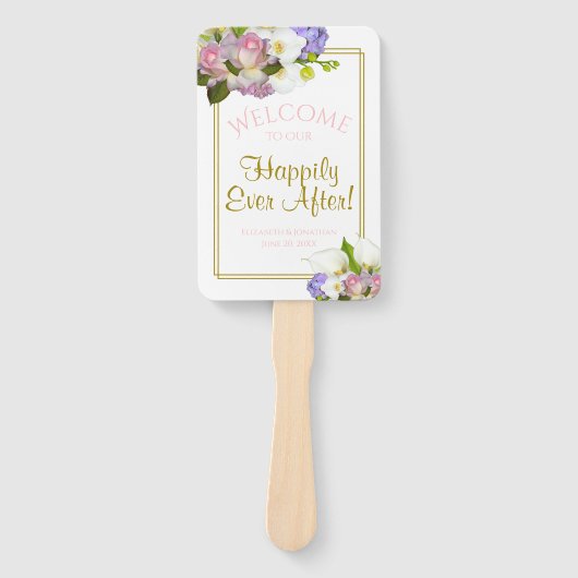 パステルフローラハッピーエバーアフター結婚式 プログラム ハンドファン (正面)