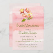 パステルフローラハンドシ絵を描ックブライダル昼食会 招待状 (正面/裏面)