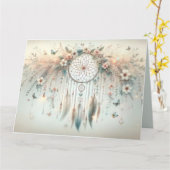 パステルフローラバタフライドリームキャッチャー カード (黄色い花)