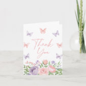 パステルフローラバタフライベビーシャワー サンキューカード (正面)