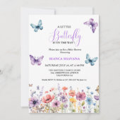 パステルフローラバタフライベビーシャワー 招待状 (正面)