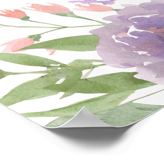 パステルフローラバタフライ誕生日ウェルカムサイン ポスター (角)