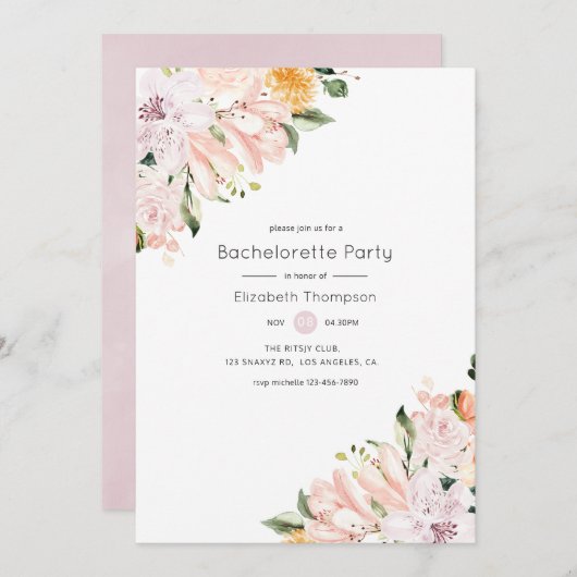 パステルフローラバチェロレッテ 招待状 (正面/裏面)