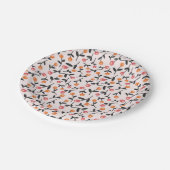 パステルフローラバドボタニカルパターン ペーパープレート (アングル)