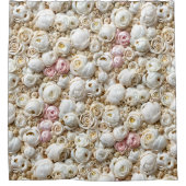 パステルフローラバラコラージュ現実的な花シック シャワーカーテン (正面)