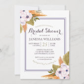 パステルフローラパンパスグラスブライダルシャワー 招待状 (正面)