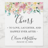 パステルフローラパーソナライズされたワインラベル ワインラベル (シングルラベル)