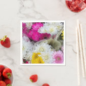 パステルフローラピンクイエロー&ホワイトキク スタンダードカクテルナプキン (インサイチュ)