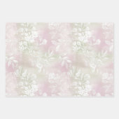 パステルフローラピンクグリーンラベンダーフローラ ラッピングペーパーシート (正面)