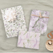 パステルフローラピンクラベンダーエレガントブライダル結婚ズ ラッピングペーパーシート