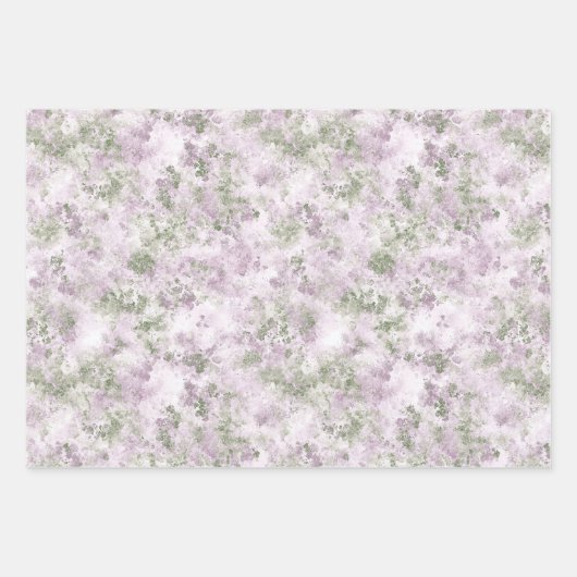 パステルフローラピンクラベンダーエレガントブライダル結婚ズ ラッピングペーパーシート (正面3)