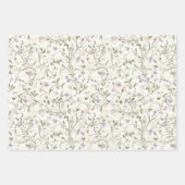 パステルフローラピンクラベンダーエレガントブライダル結婚ズ ラッピングペーパーシート (正面)