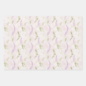 パステルフローラピンクラベンダーエレガントブライダル結婚ズ ラッピングペーパーシート (正面3)