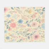 パステルフローラピンク&ブルーオンライトイエロー フリースブランケット (正面(横))