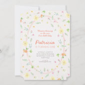 パステルフローラファースト誕生日招待状 招待状 (正面)