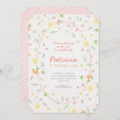 パステルフローラファースト誕生日招待状 招待状 (正面/裏面)