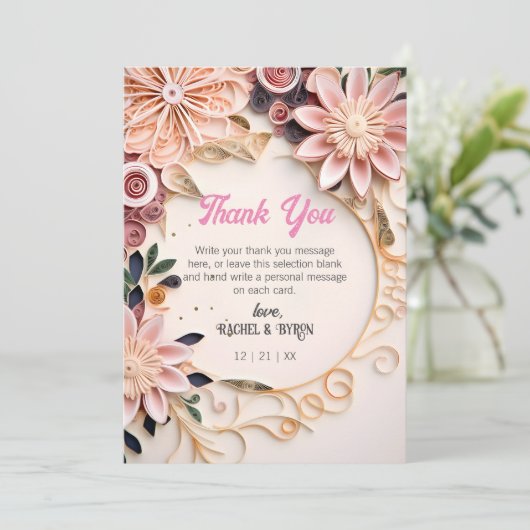パステルフローラフレ結婚ームのカスタマイズ紙クイル サンキューカード (スタンド正面)