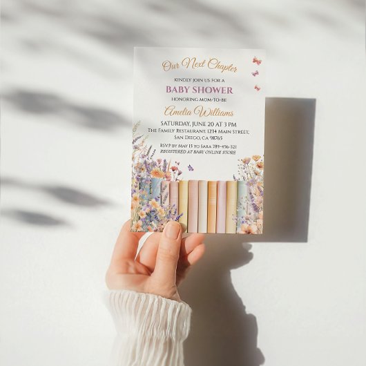 パステルフローラブックをテーマにしたベビーシャワー 招待状