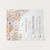 パステルフローラブックテーマベビーシャワーウェルカム タペストリー (正面(横))