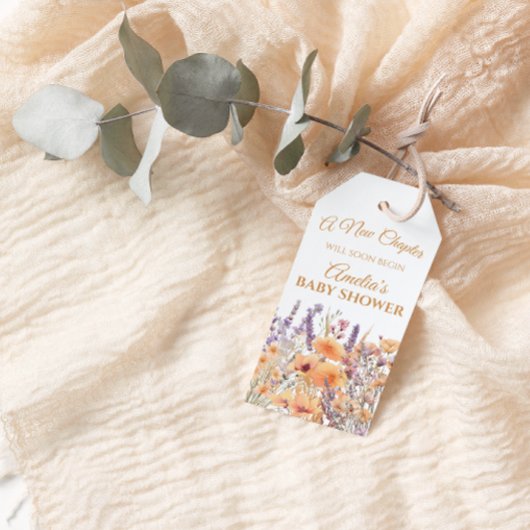 パステルフローラブックテーマベビーシャワーギフトラベル ギフトタグ