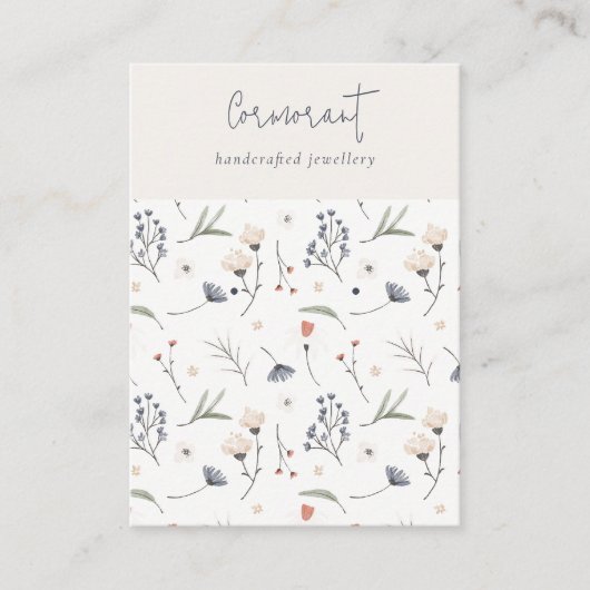 パステルフローラブルーラストスクリプトイヤリングスタッドホルダー 名刺 (正面)