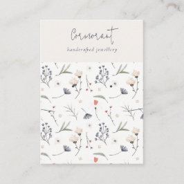 パステルフローラブルーラストスクリプトイヤリングネックレス 名刺