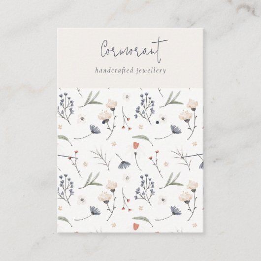 パステルフローラブルーラストスクリプトイヤリングネックレス 名刺 (正面)