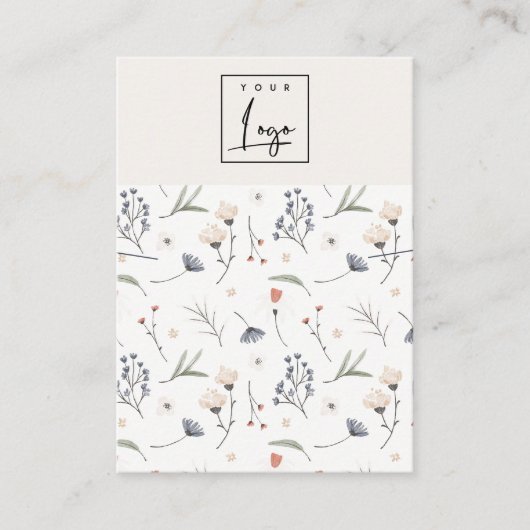 パステルフローラブルーラストロゴネックレスバンドホルダー 名刺 (正面)