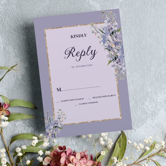 パステルフローラブーケ水カラーウェディングRSVP 招待状