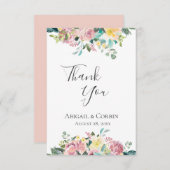 パステルフローラブーケ サンキューカード (正面/裏面)
