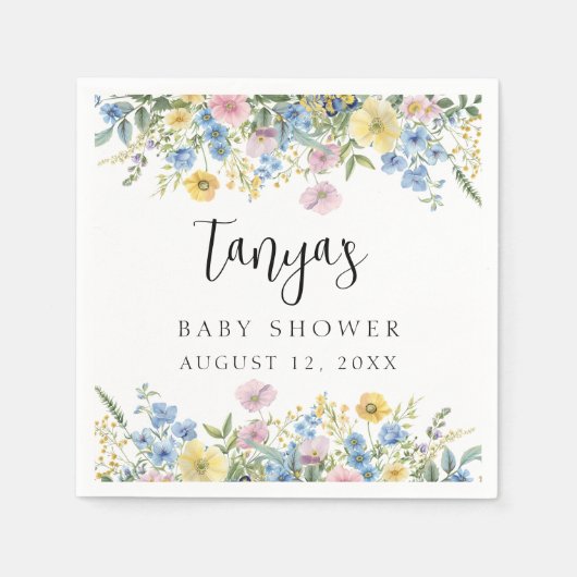 パステルフローラベビーイン開花シャワーペーパーナプキン スタンダードカクテルナプキン (正面)