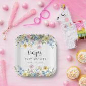 パステルフローラベビーイン開花シャワー ペーパープレート (パーティー)
